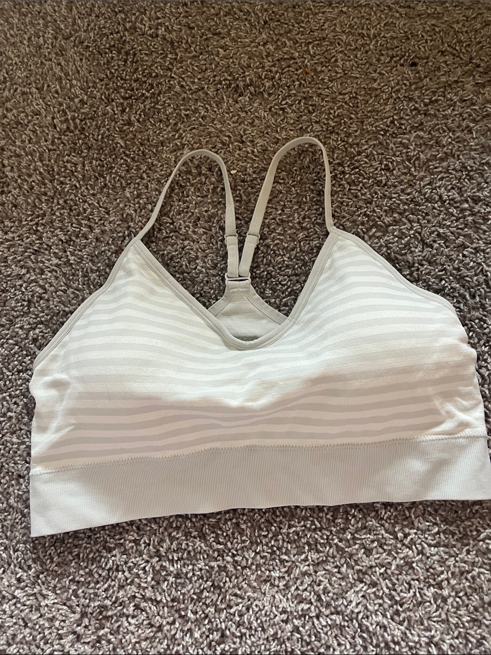 Striped Light Beige Seamless Bralette – Everyday Comfort Crop